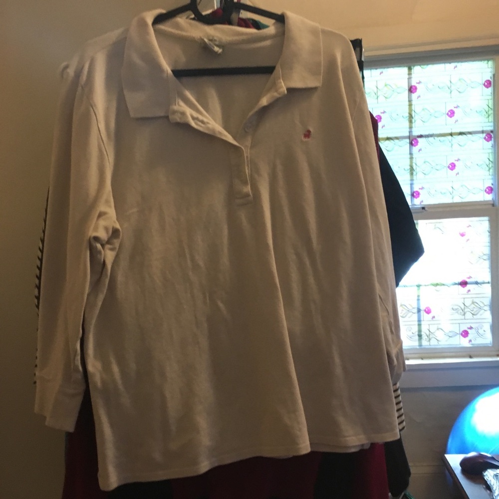 White 3/4 sleeve collared shirt